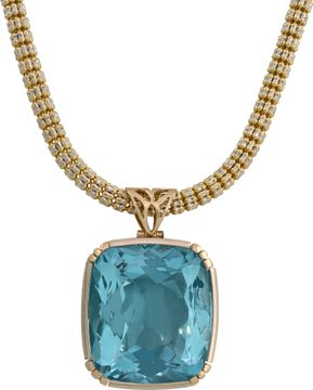 Aquamarine Pendant necklace in 14k yellow gold