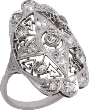 Art Deco Diamond Dinner Ring in platinum