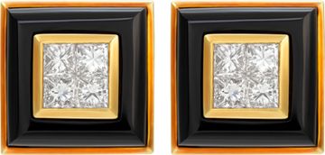 Asprey diamond and onyx cufflinks and 4 piece stud set in 18k yellow gold Asprey diamond and onyx cufflinks and 4 piece stud set in 18k yellow gold Cufflinks Collection