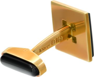 Asprey diamond and onyx cufflinks and 4 piece stud set in 18k yellow gold