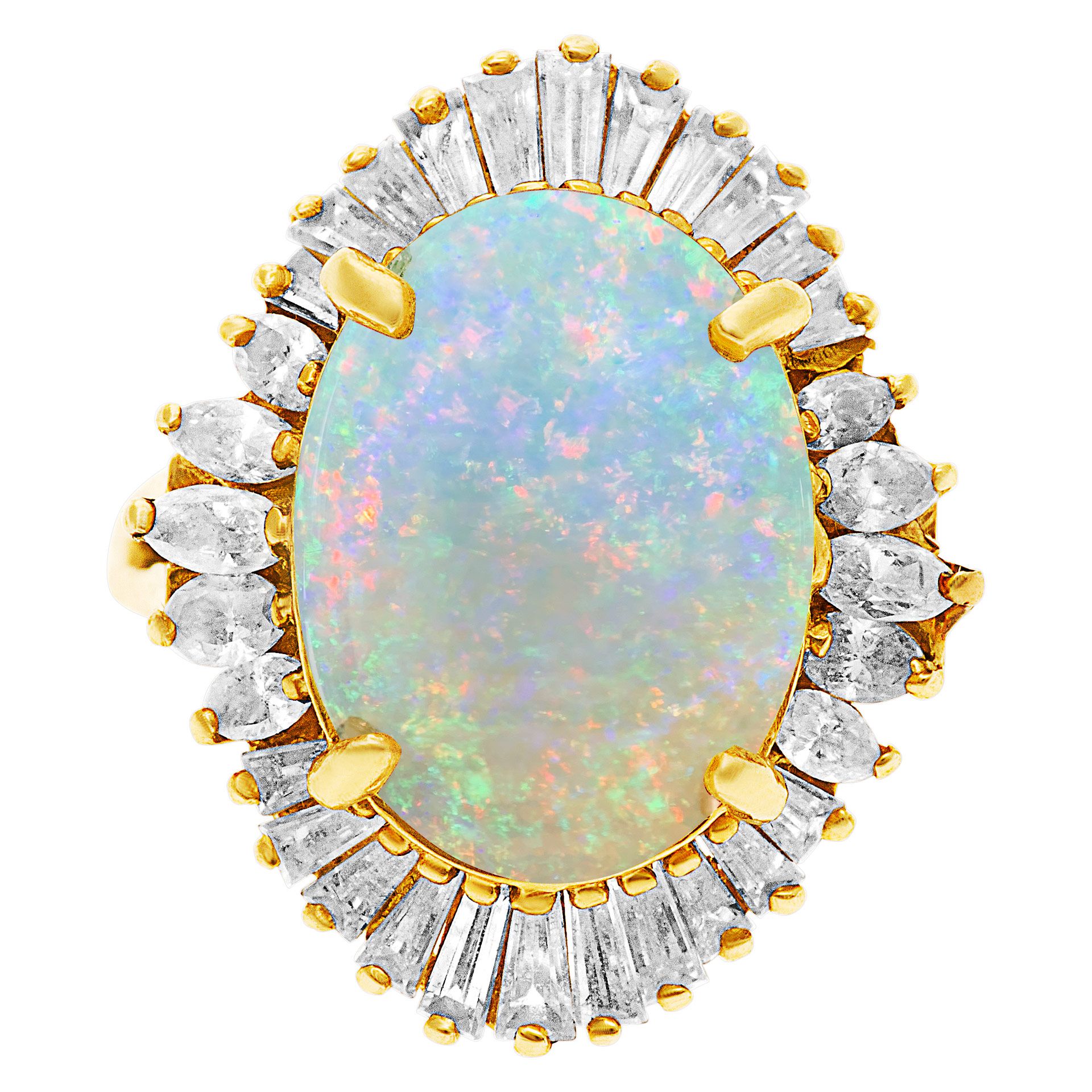 Australian opal ring in 18k with diamonds. 5.00 carats in