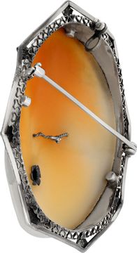 Beautiful cameo pin in 14k white gold