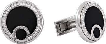 Bertolucci sterling silver cufflinks with diamonds and onyx