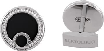 Bertolucci sterling silver cufflinks with diamonds and onyx