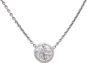 Bezel set diamond chain necklace in platinum and 14k white gold Necklace Collection
