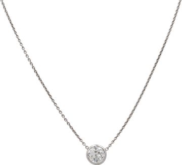 Bezel set diamond chain necklace in platinum and 14k white gold