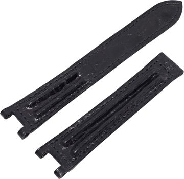 Black Cartier Pasha Alligator Strap 18mm x 16mm. Long end: 4.5 inches. Short End 3.25 inches. For Deployment Buckle. Black Cartier Pasha Alligator Strap 18mm x 16mm. Long end: 4.5 inches. Short End 3.25 inches. For Deployment Buckle. Jewelry Collection