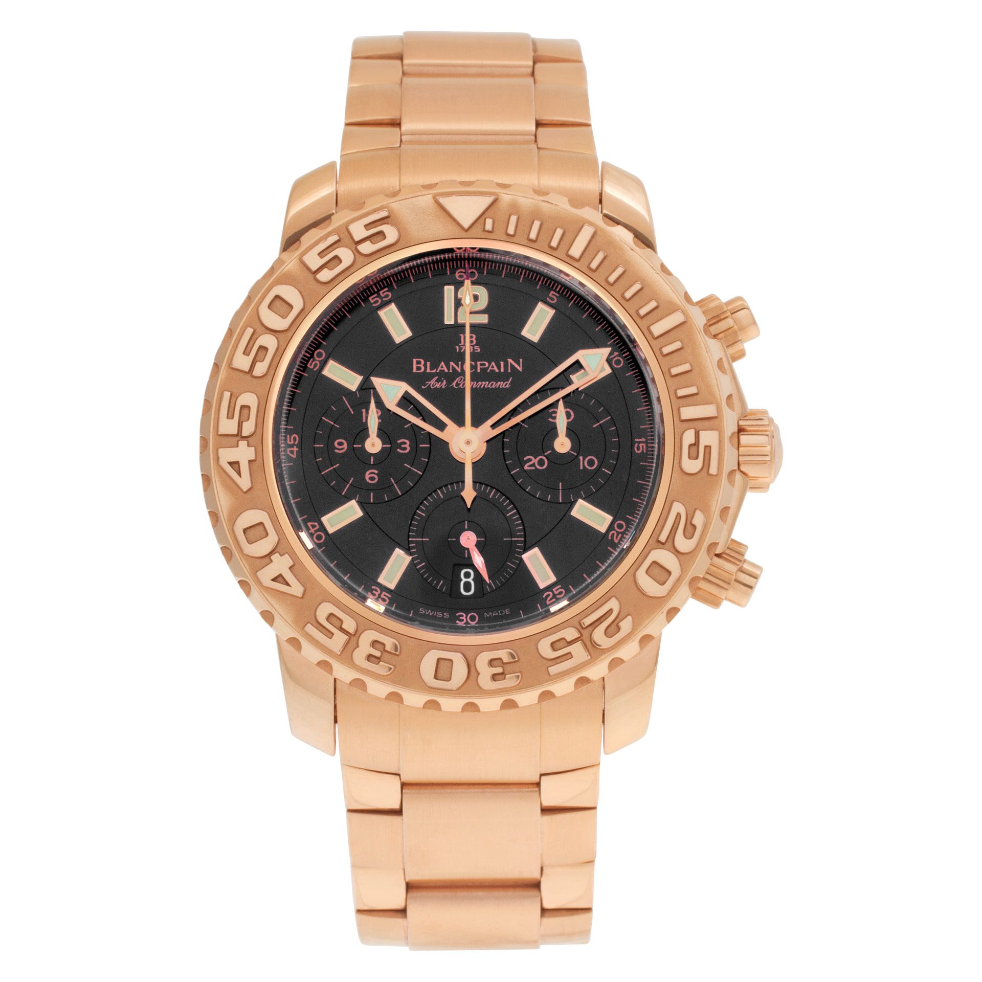Pre-owned Blancpain Air Command 2285F-363063DBS 18k Pink | Gray & Sons