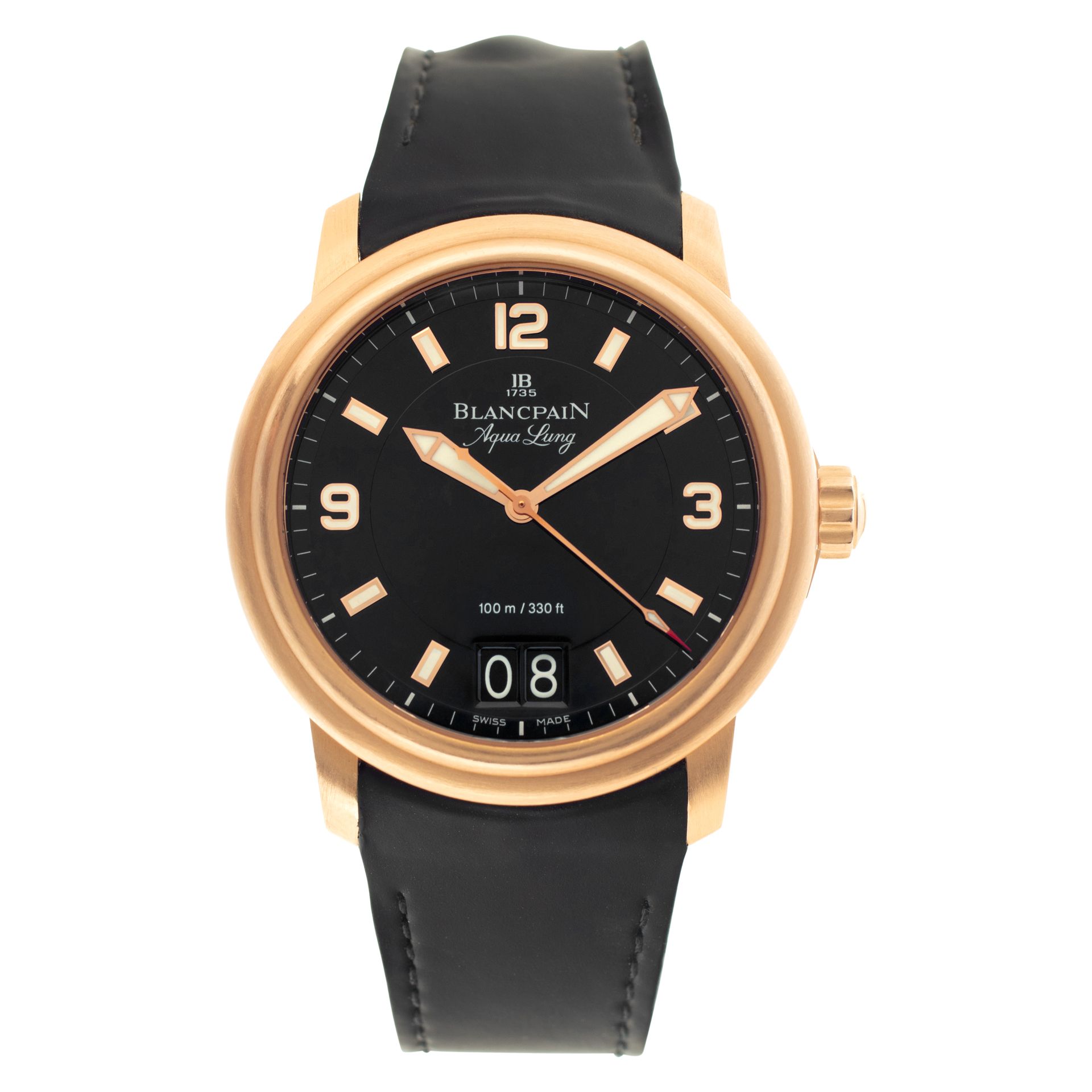 Pre-owned Blancpain Aqua Lung 2850B-3630A-64B 18k rose | Gray & Sons