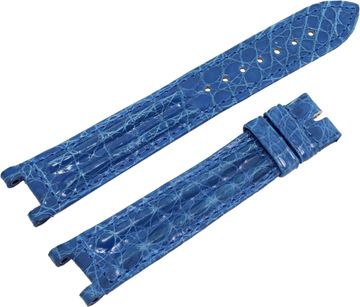 Blue Cartier Pasha Alligator Strap 18mm x 16mm. Long end: 4.5 inches. Short End 3.25 inches. For Tang Buckle. Jewelry Collection
