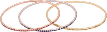 Blue pink and yellow sapphire bangles in 18k white, rose and yellow gold bangles