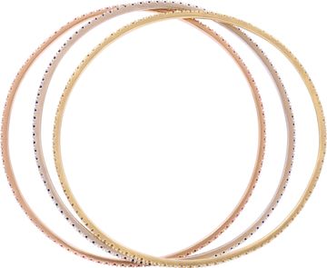 Blue pink and yellow sapphire bangles in 18k white, rose and yellow gold bangles