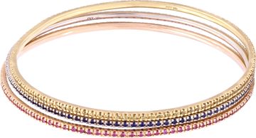 Blue pink and yellow sapphire bangles in 18k white, rose and yellow gold bangles Bracelet Collection
