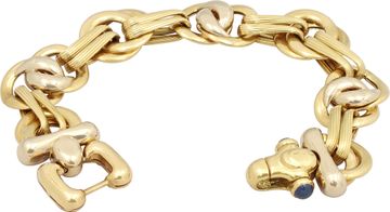 Blue Topaz Cabochon bracelet in 18k Yellow Gold