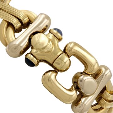 Blue Topaz Cabochon bracelet in 18k Yellow Gold