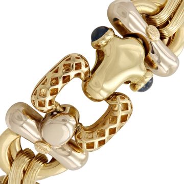 Blue Topaz Cabochon bracelet in 18k Yellow Gold