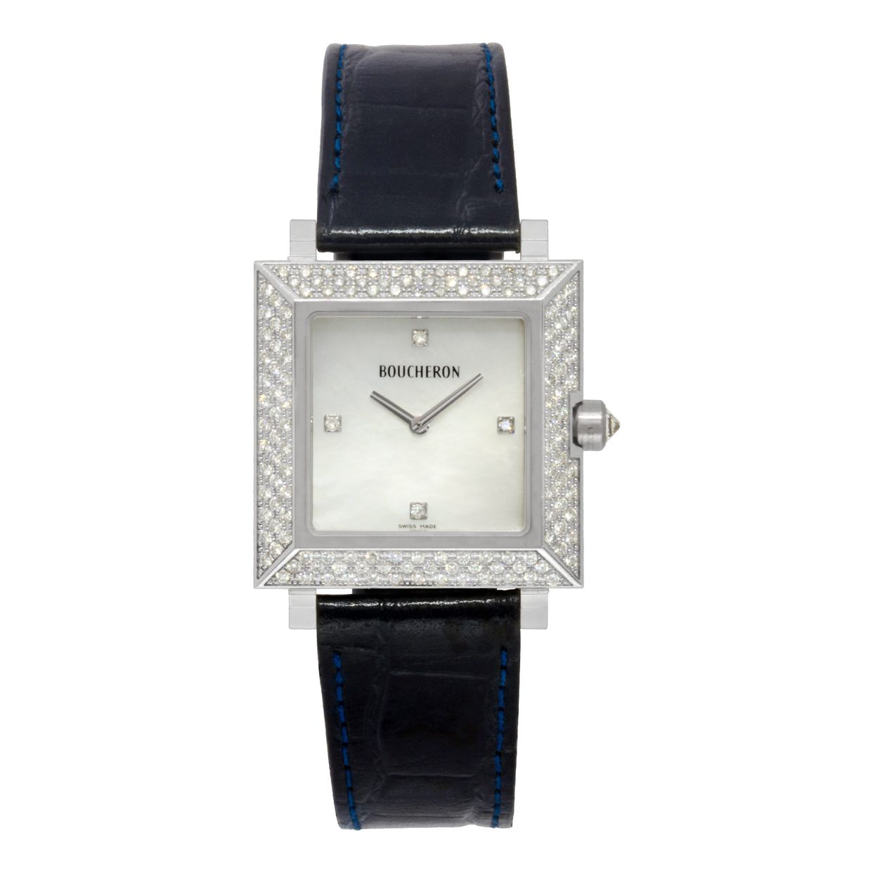 Pre-owned Boucheron Pyramid Classic AJ410364 18k WG with |