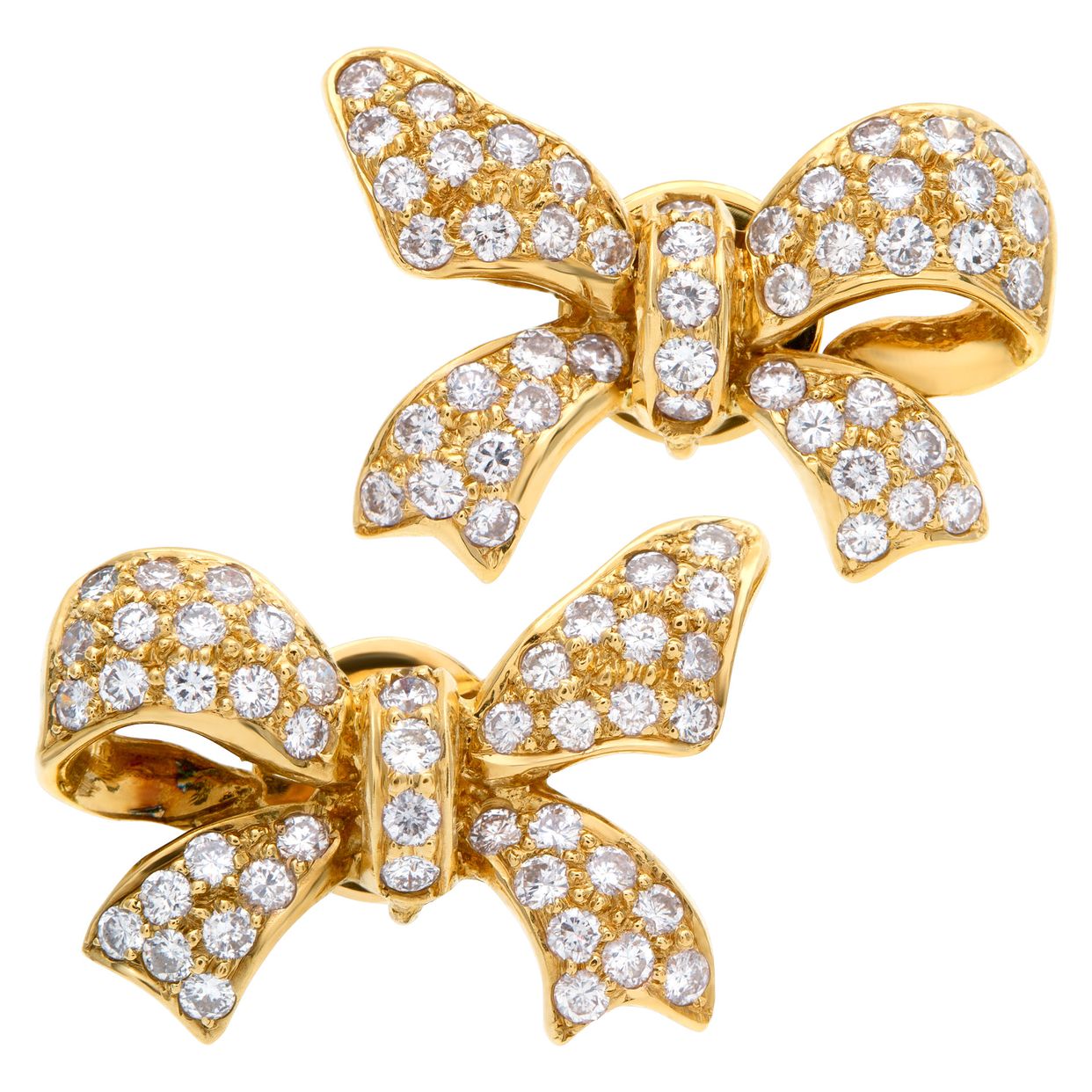 Silver Diamond Bow Tie Earrings main image 1