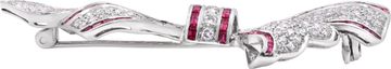 Bowtie Ruby & Diamond Brooch in 18k White Gold