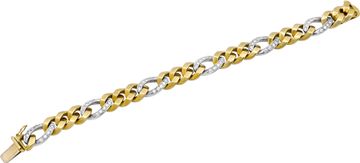Bracelet in 18k yellow gold cuban links with 6 station diamond links