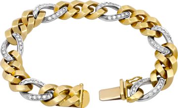 Bracelet in 18k yellow gold cuban links with 6 station diamond links