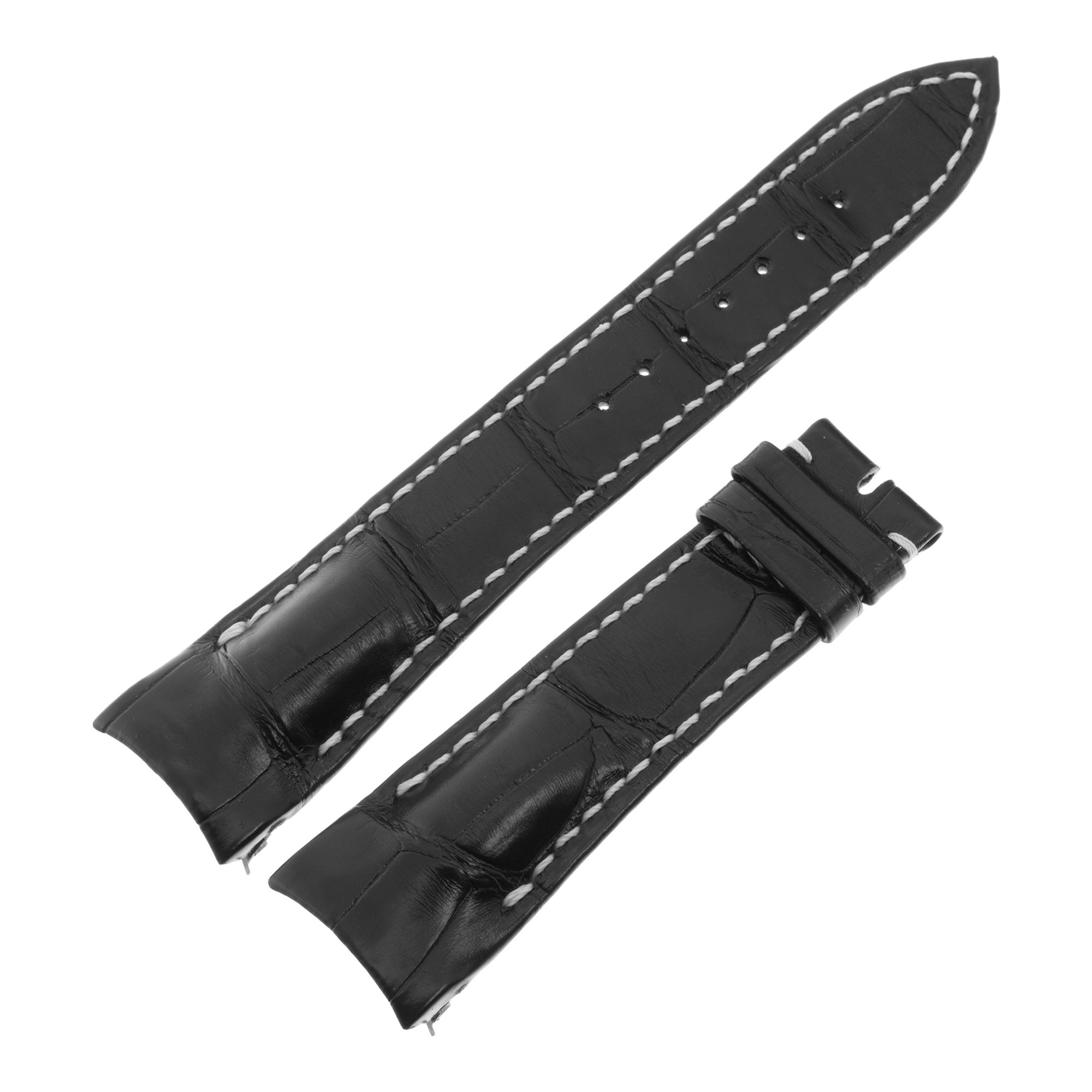 ブレゲ　アリゲーターストラップ Breguet Black Alligator Strap w/ white stitching | Gray & Sons