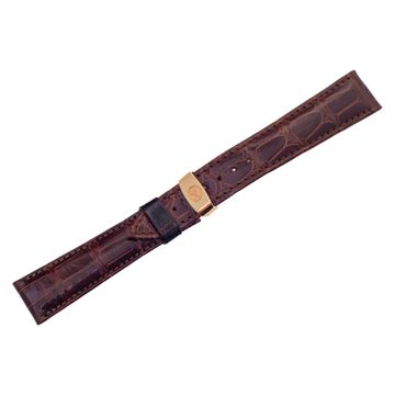 Breguet brown alligator strap with an 18k pink gold deployant buckle. (19x16)