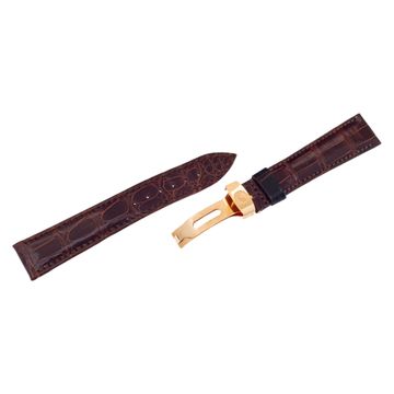Breguet brown alligator strap with an 18k pink gold deployant buckle. (19x16)