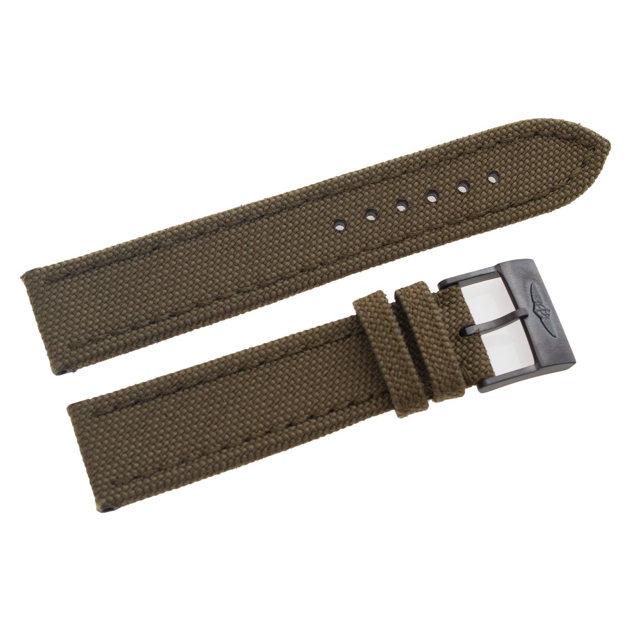 Breitling 22mm green military canvas strap with black steel tang