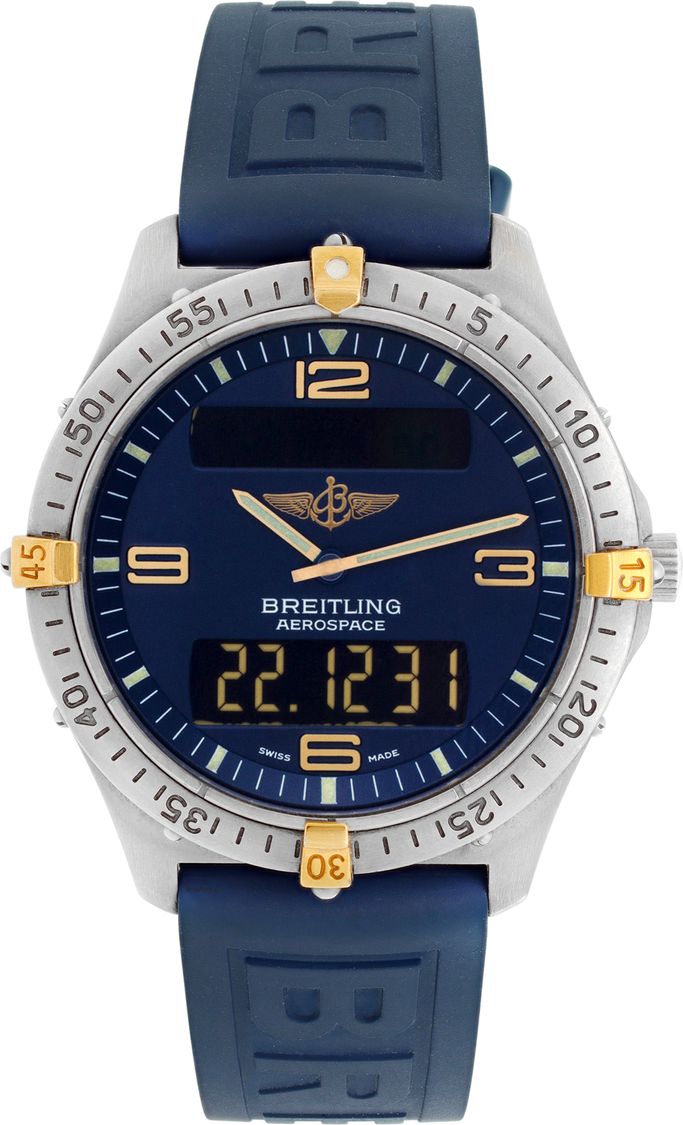 Preowned Breitling Aerospace in blue rubber band-