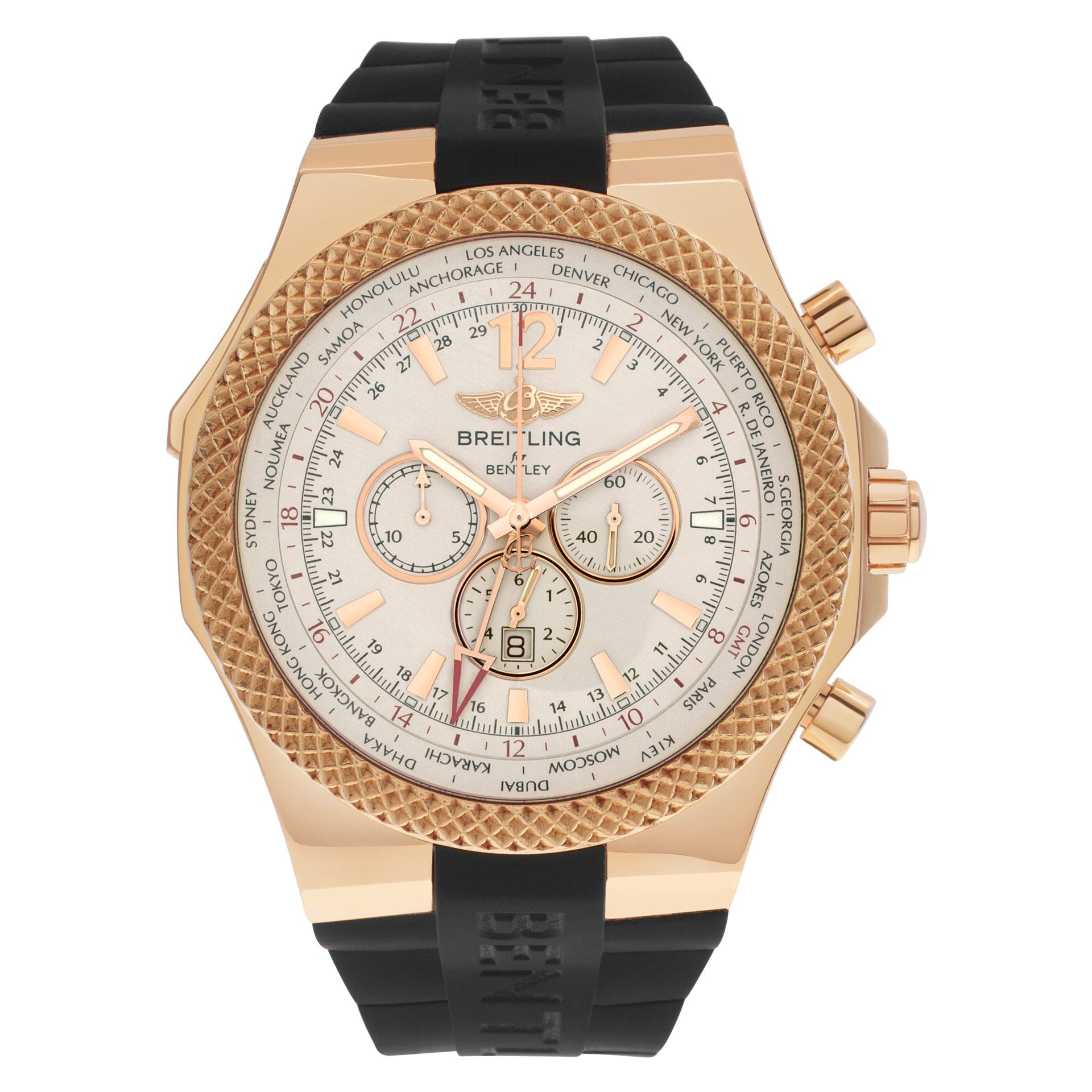 Pre-owned Breitling Bentley 6.75 R47362 18k Rose Gold Cream