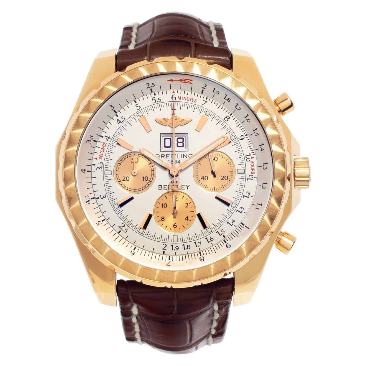 Used Breitling Bentley 6.75 h44363 18k rose gold Silver dial