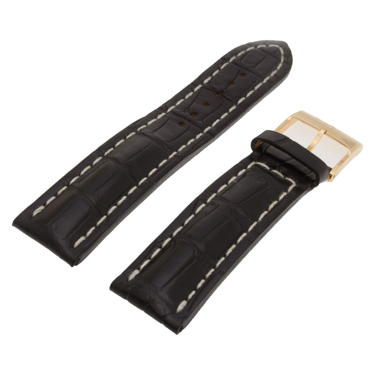 Breitling black alligator strap 22 x 20mm with original 18k gold