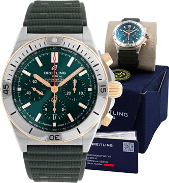 Breitling Chronomat "18k rose gold and steel, Green Dial" 42mm UB0134 Mens Watch Collection