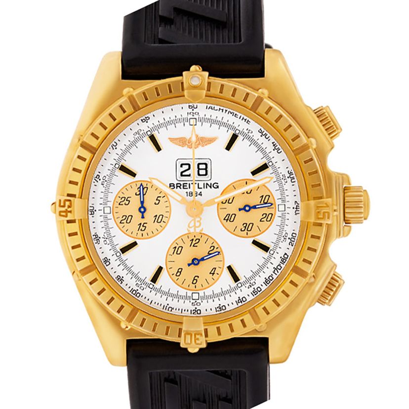 BREITLING クォーツ 腕時計 シルバー/ゴールド 100m防水 Breitling Chronomat 41 18K Rose Gold Steel Black Dial Watch