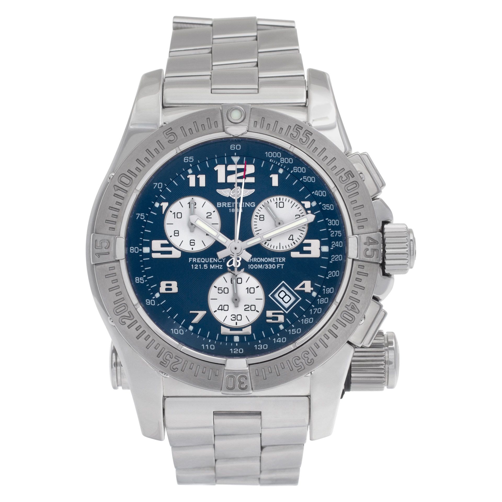 Pre-owned Breitling Emergency A73322 Stainless Steel Blue dial