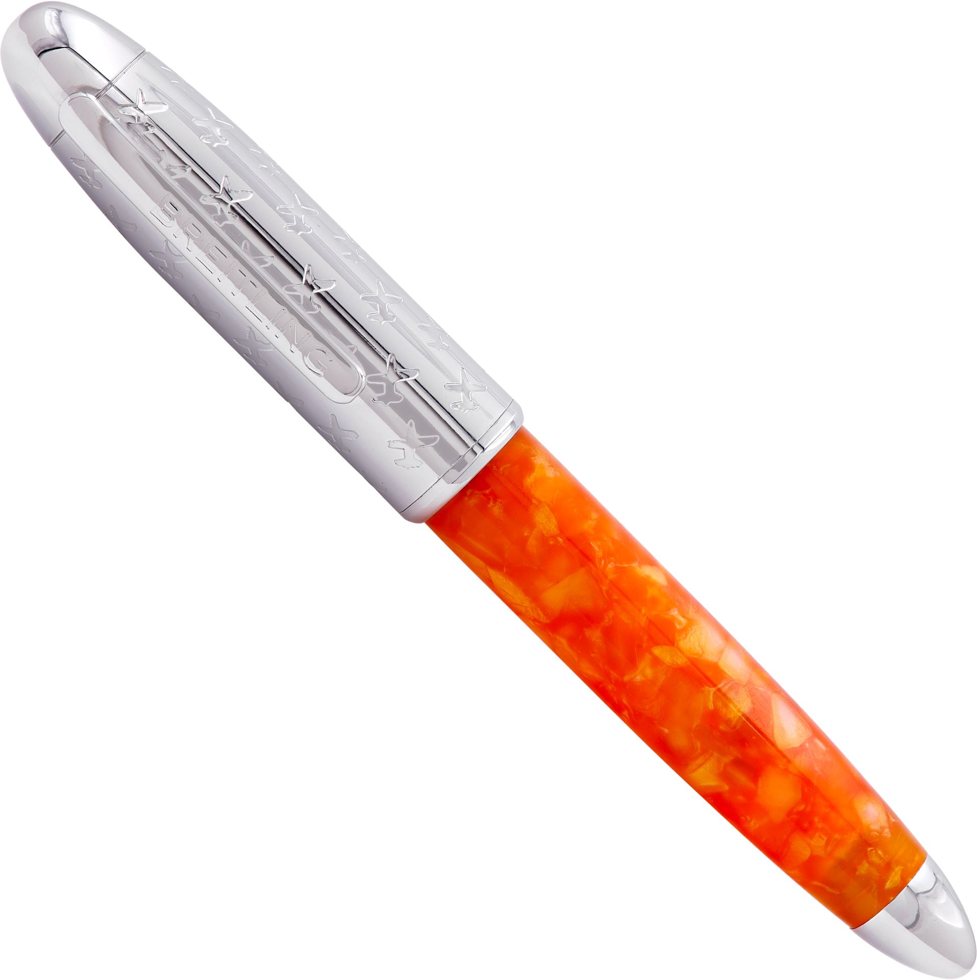 BREITLING ボールペン オレンジ樹脂 Breitling Marbled Orange Resin Ballpoint Pen | Gray & Sons Jewelers