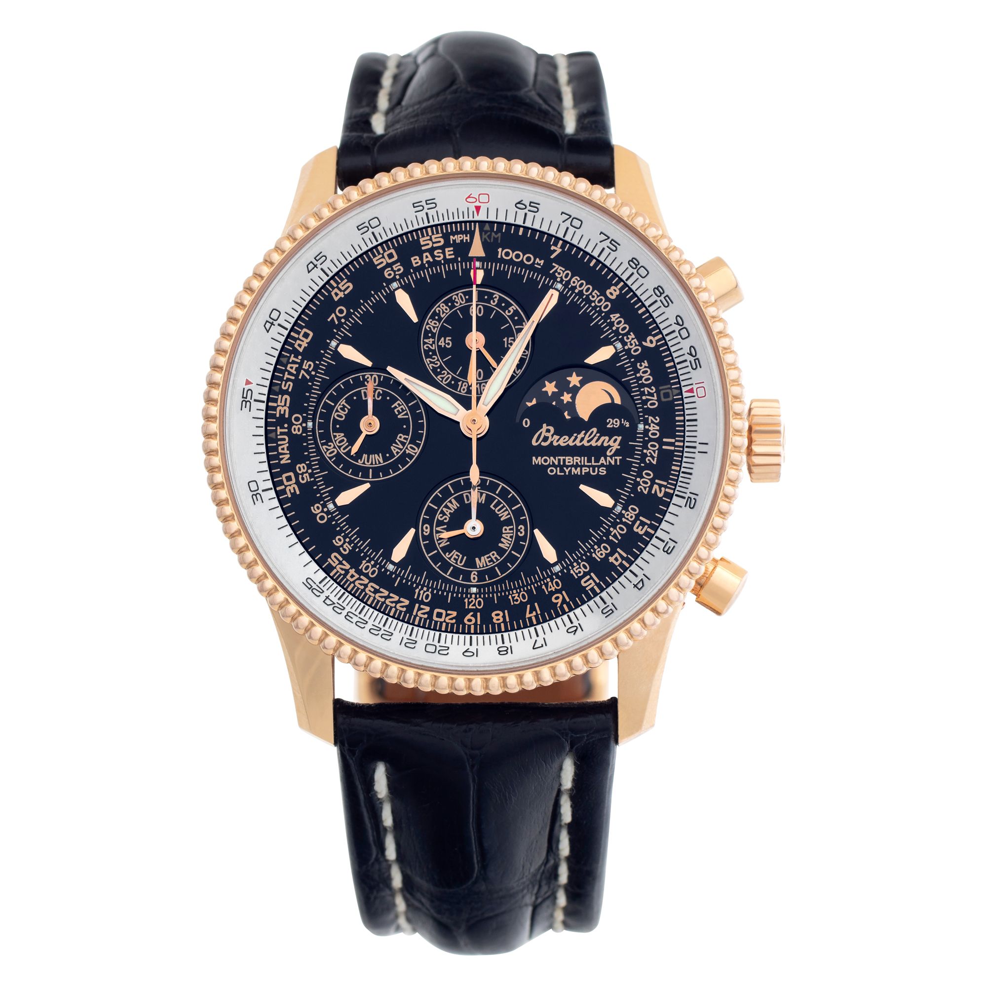 Pre-owned Breitling Navitimer R19350 18k rose gold Black dial