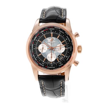 Breitling Transocean Chronograph Unitime RB0510 Rose Gold Black dial 46mm Auto