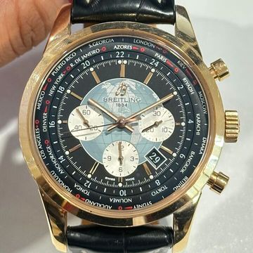 Breitling Transocean Chronograph Unitime RB0510 Rose Gold Black dial 46mm Auto