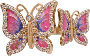 Butterfly ring in 14k rose gold with diamonds Ring Collection