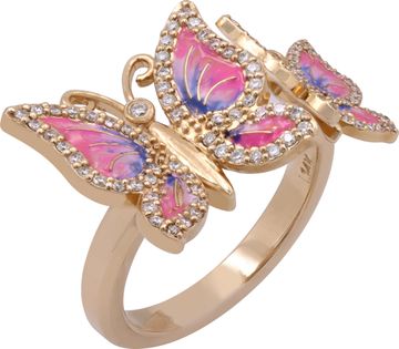 Butterfly ring in 14k rose gold with diamonds