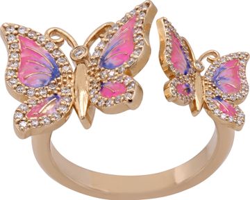 Butterfly ring in 14k rose gold with diamonds Ring Collection