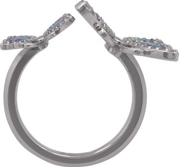 Butterfly Ring in 14k white gold with diamonds and blue enamel