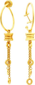 Bvlgari B Zero 1 dangling hoop earrings 18k yellow gold. 1 inch diameter hoops. 3 inch overall hanging length