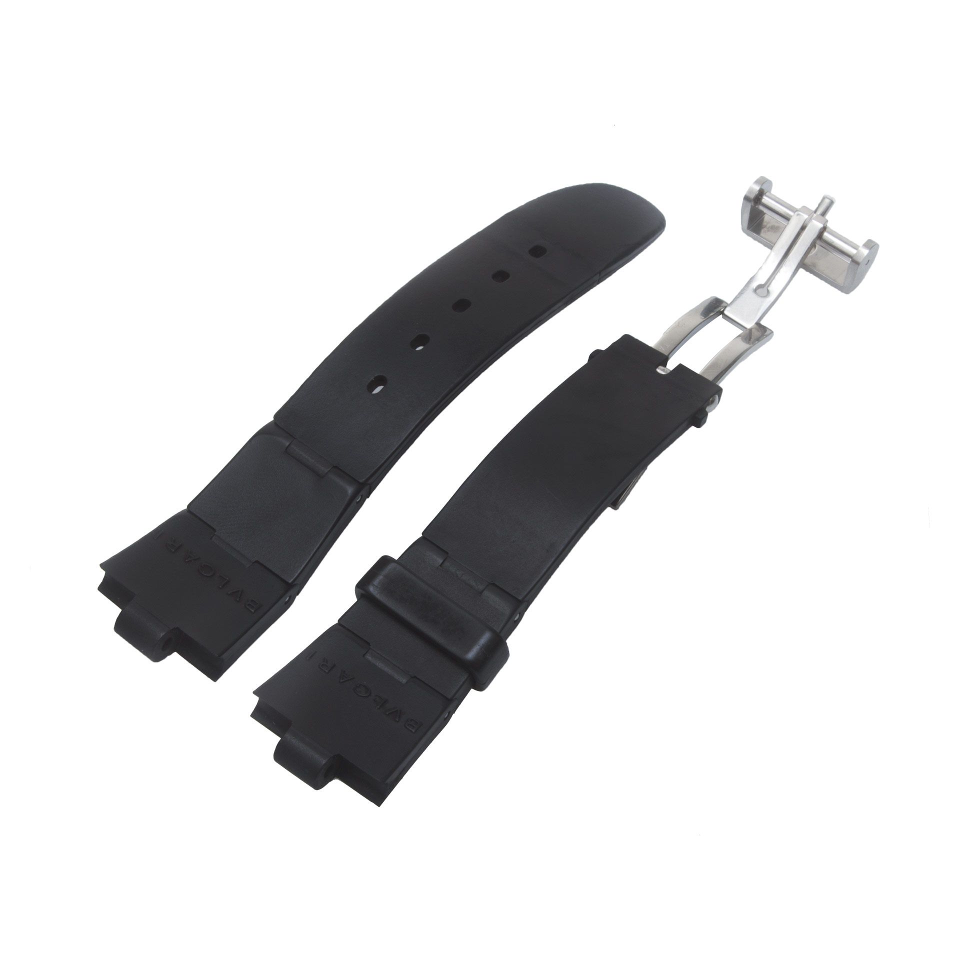 BULGARI ブラック ベルト Bvlgari black rubber strap with deployment buckle (21.5mm x