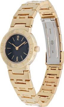 Bvlgari Vintage BB 23 GGD 18k Yellow Gold Black dial 23mm Quartz watch