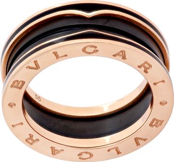 Bvlgari B.Zero 18k rose gold two-band ring with black ceramic spiral Ring Collection