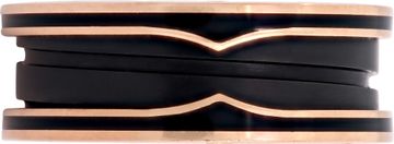 Bvlgari B.Zero 18k rose gold two-band ring with black ceramic spiral