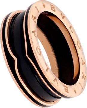 Bvlgari B.Zero 18k rose gold two-band ring with black ceramic spiral